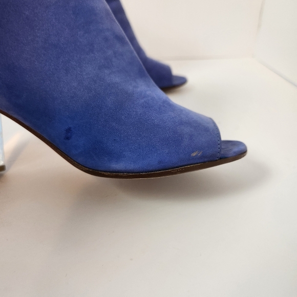 Maison Martin Margiela Blue Suede Leather Clear Heel Booties Boots Shoes 37 7 - Picture 11 of 15